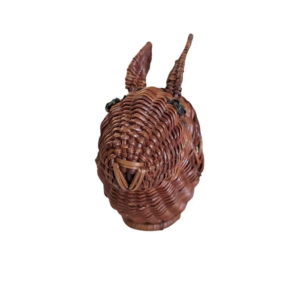 Vintage Avon Wicker Menagerie Rabbit Basket 1986 Brown Cottagecore Farm Holiday